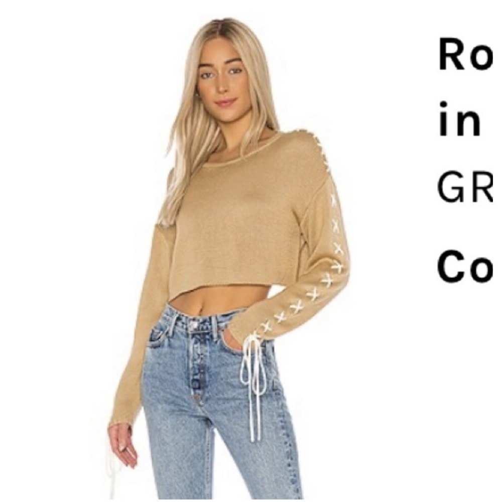 Grlfriend Ronnie Cropped Sweater In Nude Size S